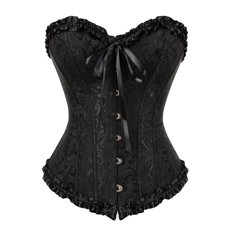 Lace Zip Floral Overbust Corset