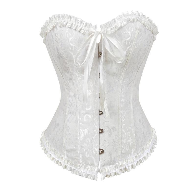 Lace Zip Floral Overbust Corset