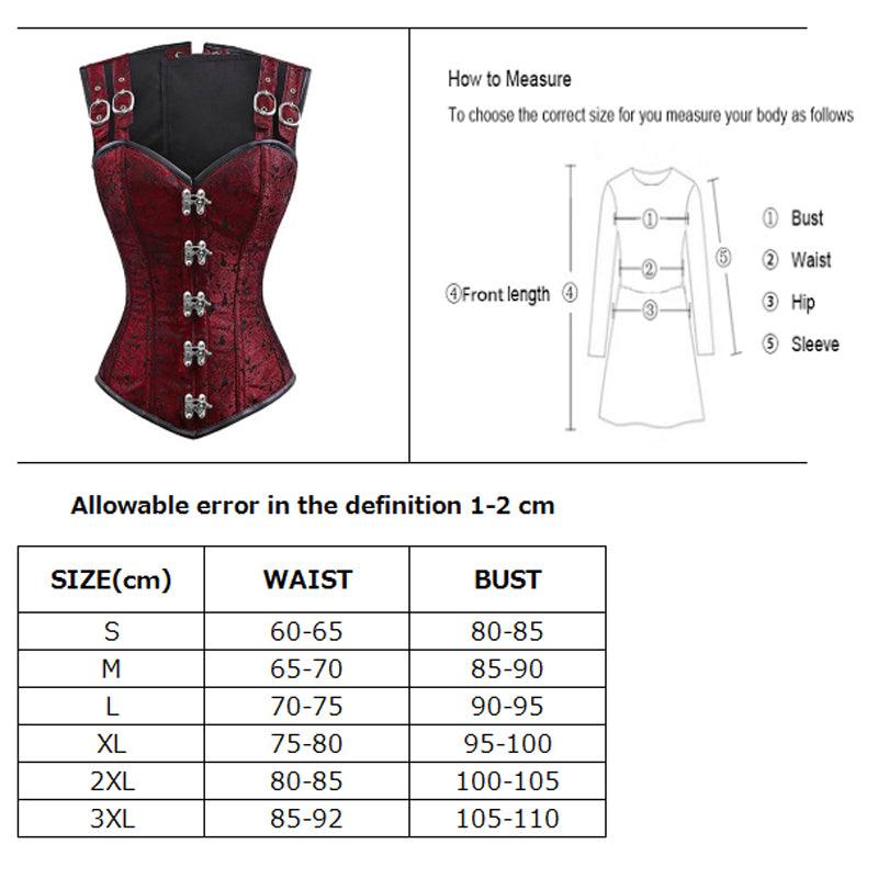 Lady Steel Bone Corset Gothic Steampunk with Front Buckles