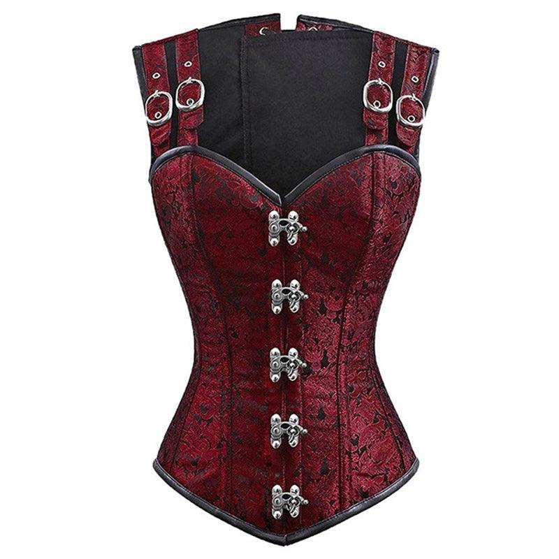 Lady Steel Bone Corset Gothic Steampunk with Front Buckles