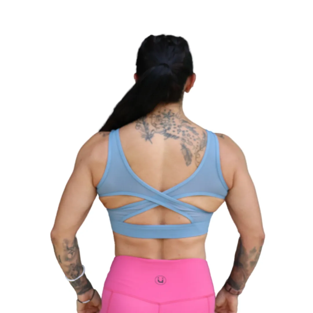 Mesh Back Crossover Sports Bra