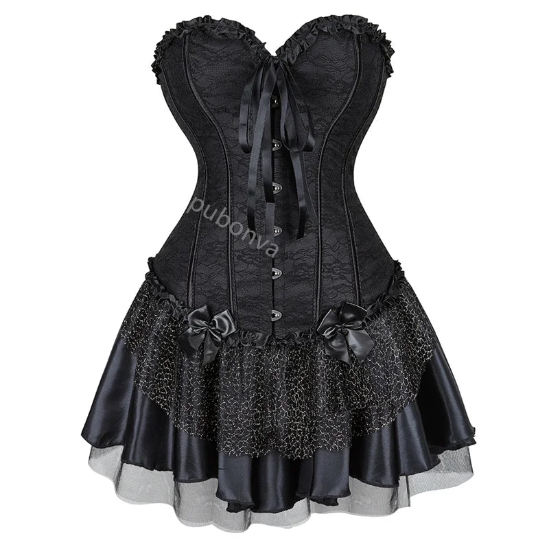 overbust burlesque corset and skirt set