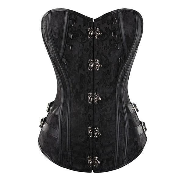 Overbust Corset Bustier With Chains and Buckles