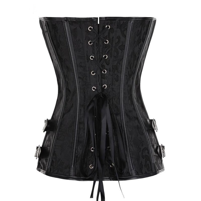 Overbust Corset Bustier With Chains and Buckles