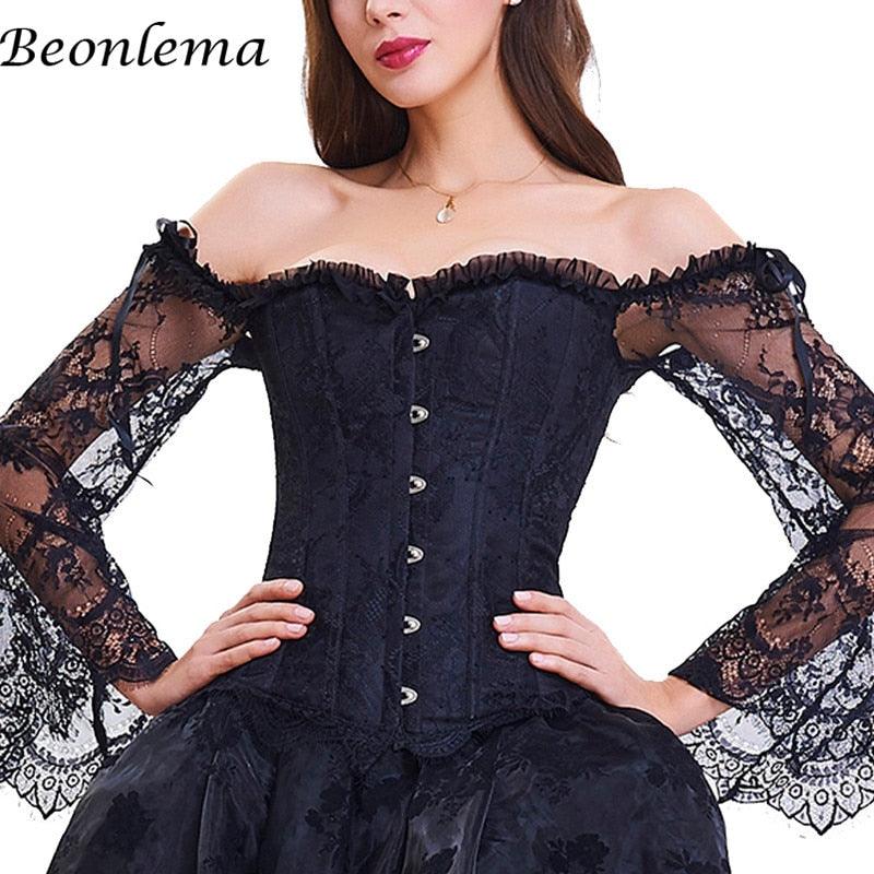 Overbust Corset Lace Corset Victorian Steampunk Bustier Tops