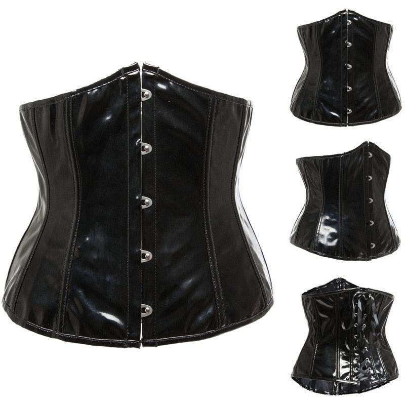 PU Leather Steampunk Waist Trainer Corset