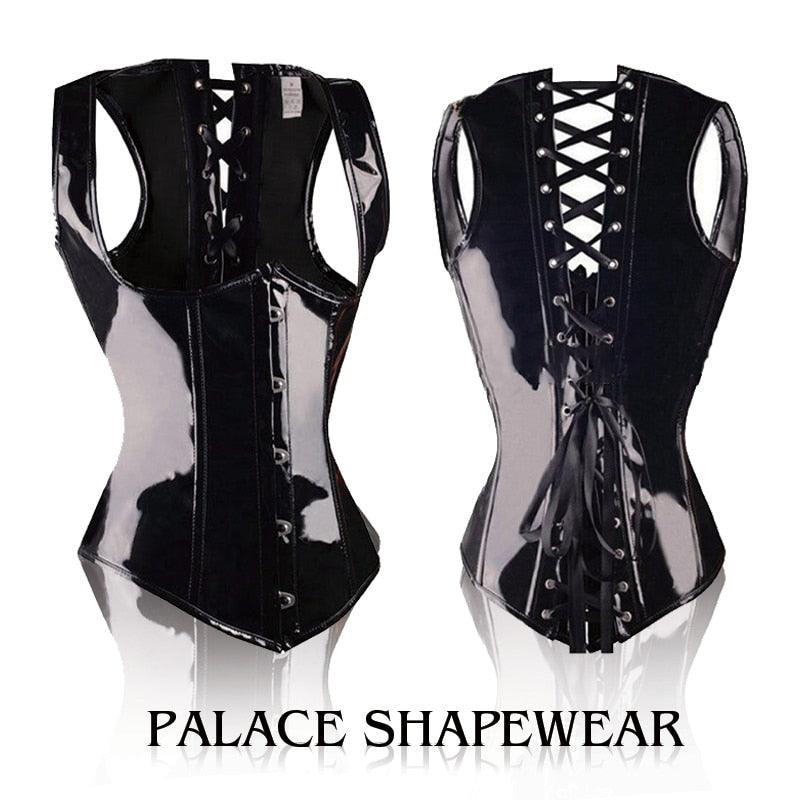 PVC Leather Steampunk Corset Cincher Bustier