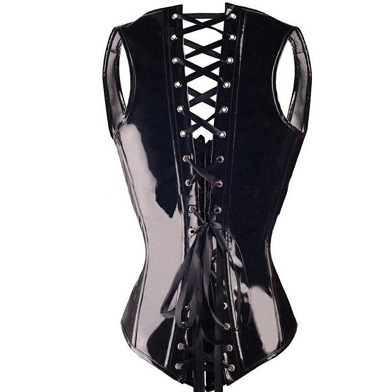 PVC Leather Steampunk Corset Cincher Bustier