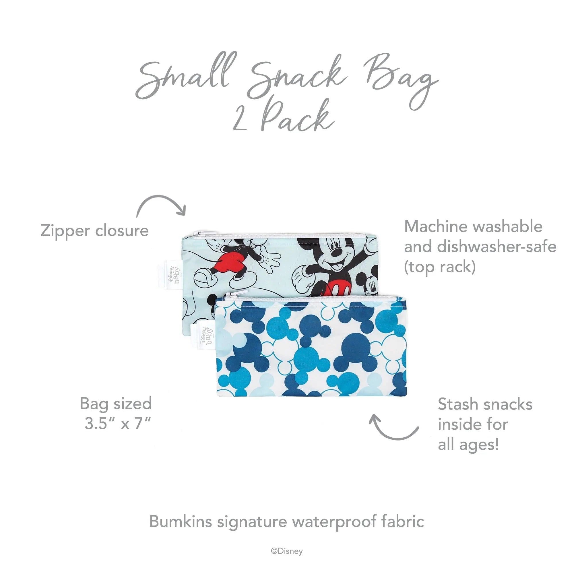 Reusable Snack Bag, Small 2-Pack: Mickey Mouse