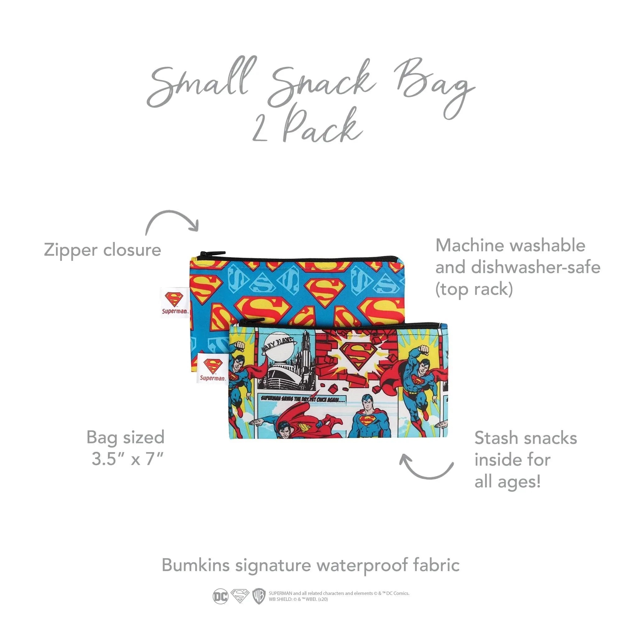 Reusable Snack Bag, Small 2-Pack: Superman