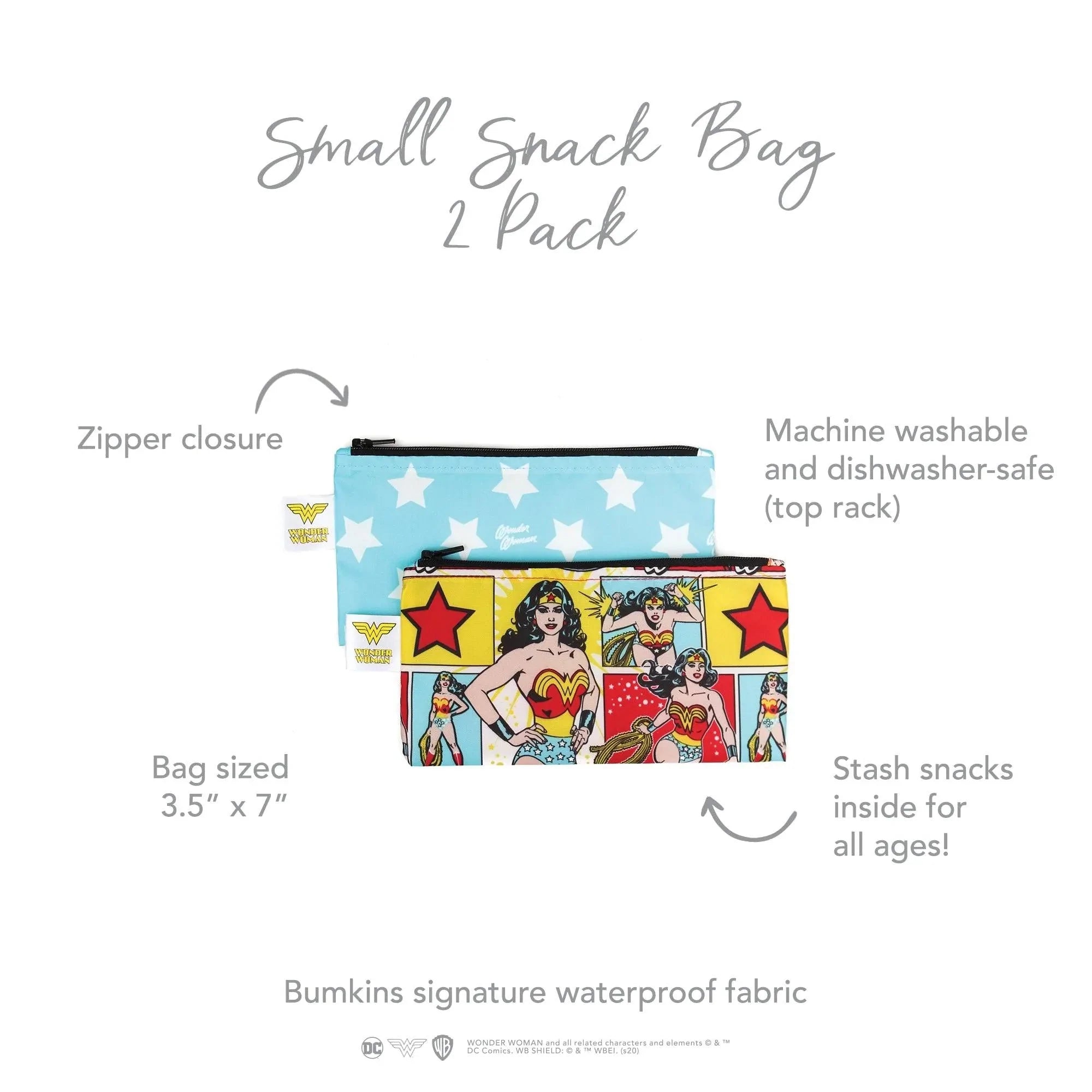 Reusable Snack Bag, Small 2-Pack: Wonder Woman