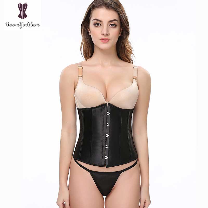 Satin Front Buckle Closure Underbust Chest