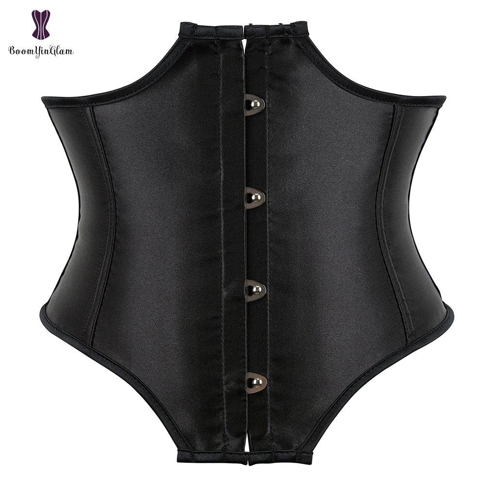 Satin Underbust Slimming Corset Strapless Steampunk Waist