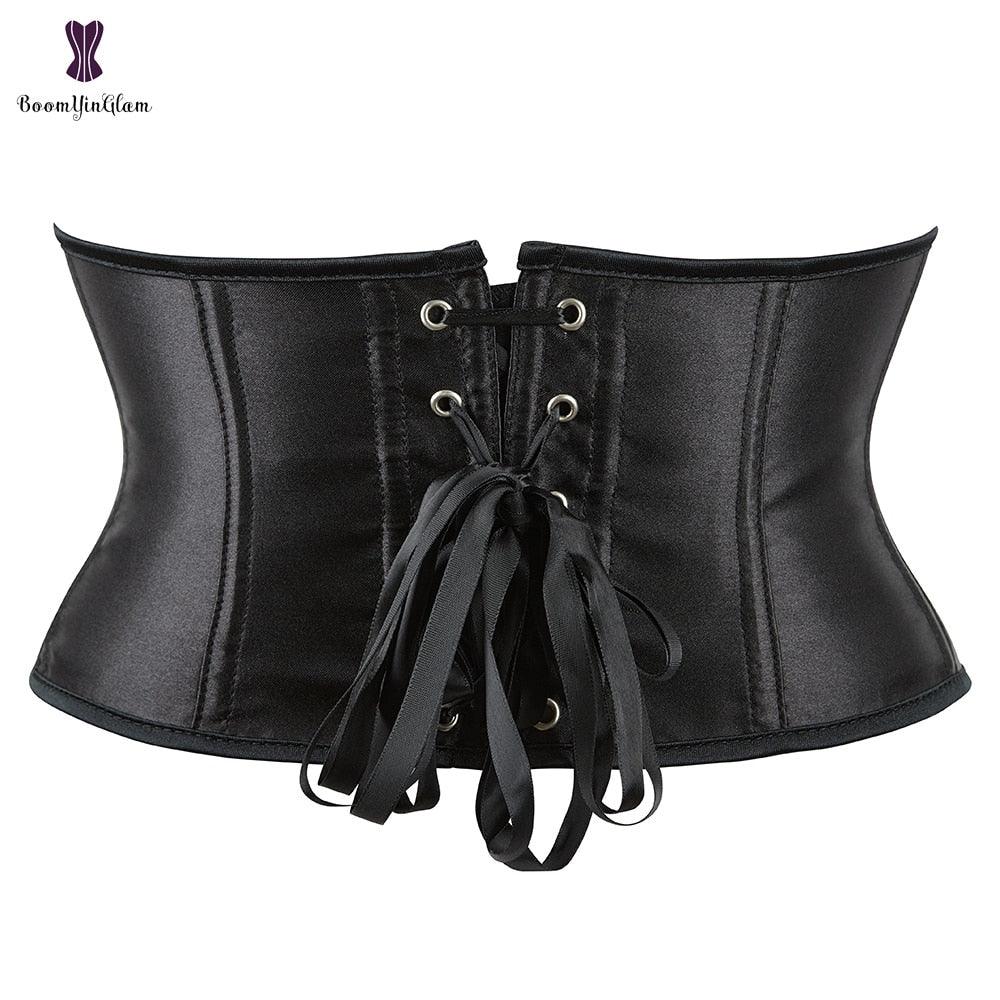 Satin Underbust Slimming Corset Strapless Steampunk Waist