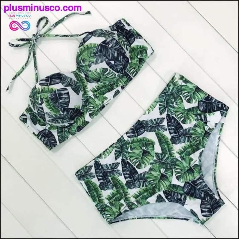 Sexy Vintage Floral Print High Waist Swimsuit Push Up Bikini