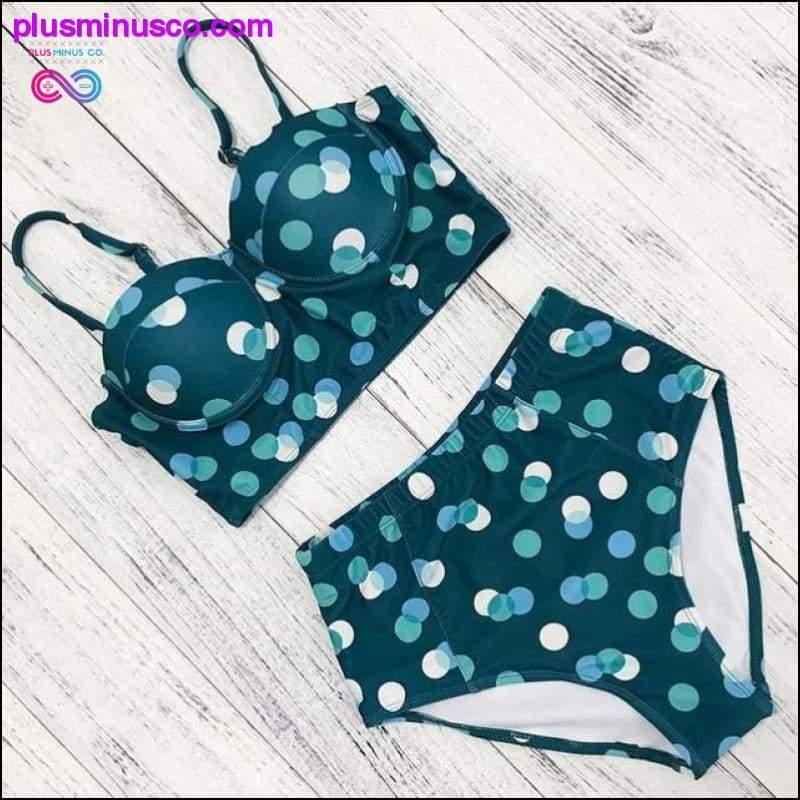 Sexy Vintage Floral Print High Waist Swimsuit Push Up Bikini