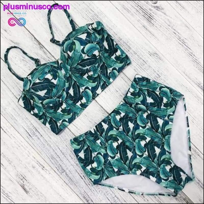 Sexy Vintage Floral Print High Waist Swimsuit Push Up Bikini