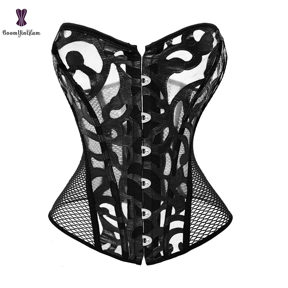 Slim Down and Sizzle Black Lace Corset and Hollow Out Design