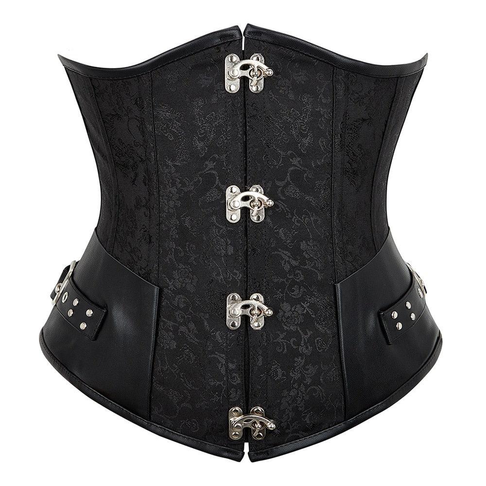 Steampunk Vintage Gothic Corset Lace-Up Bustier Top with Stud Buckle