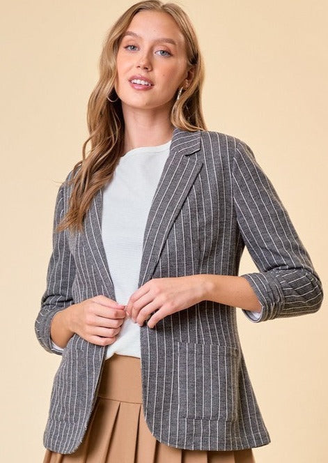 Striped Textured Blazer