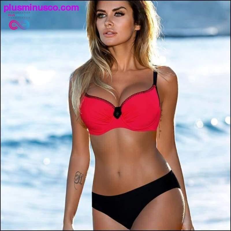 Swimsuit Red Push Up Bikini Set Plus Size Women Swimwear