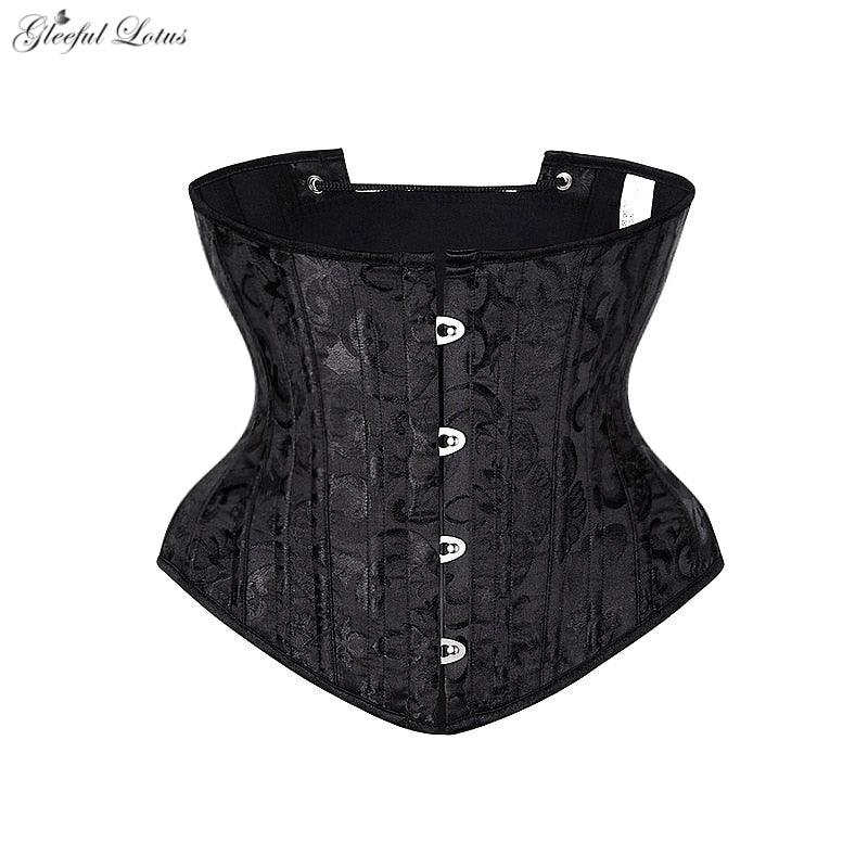 Underbust Corset Gothic Steel Boned Waist Short Torso