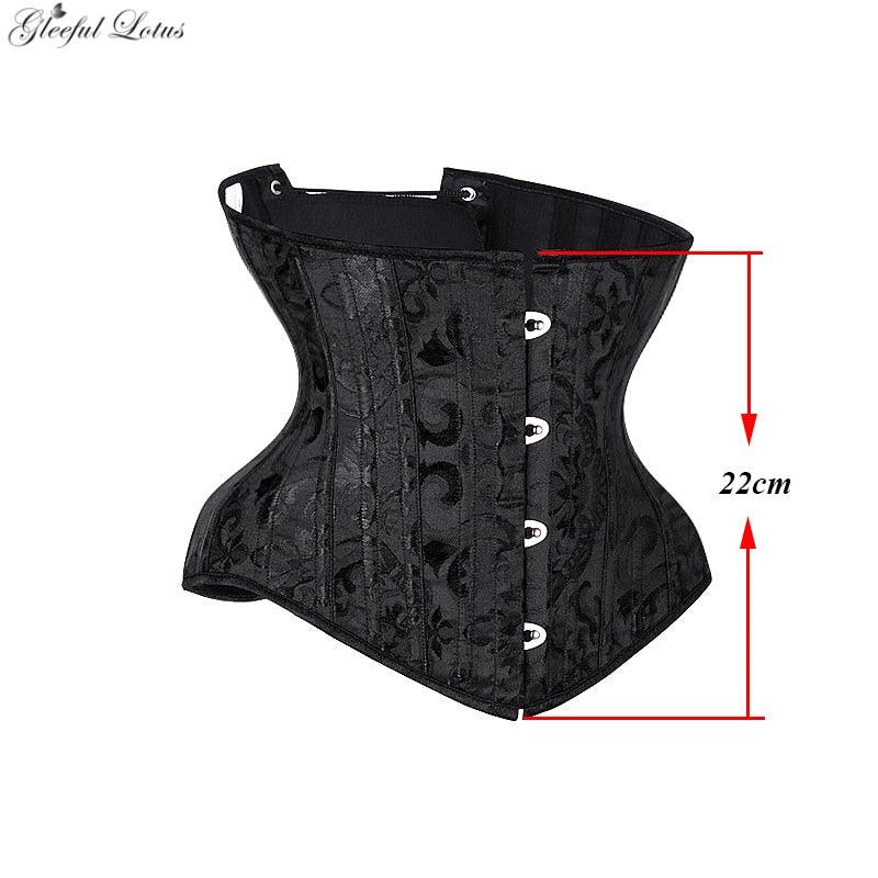 Underbust Corset Gothic Steel Boned Waist Short Torso