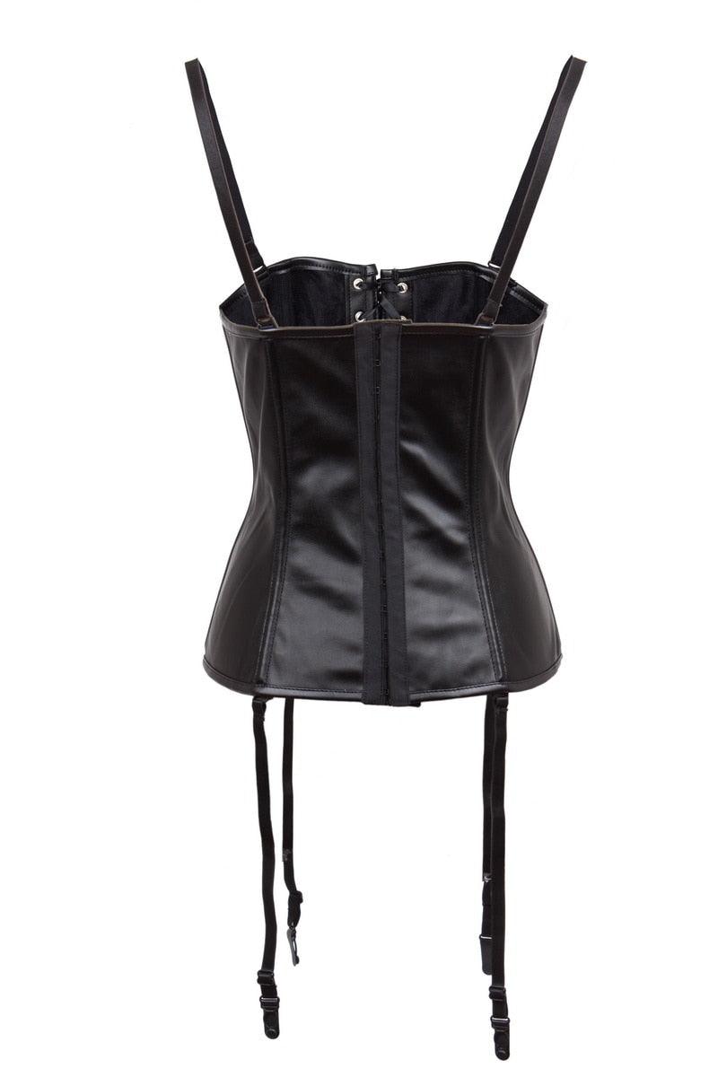 Vinyl Leather Strapped Bustier Steampunk Open Bust Overbust Corset